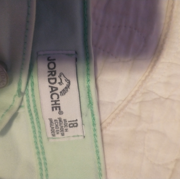 Jordache brand shorts, mint green and white tie dye, size 18 girls - Picture 3 of 7